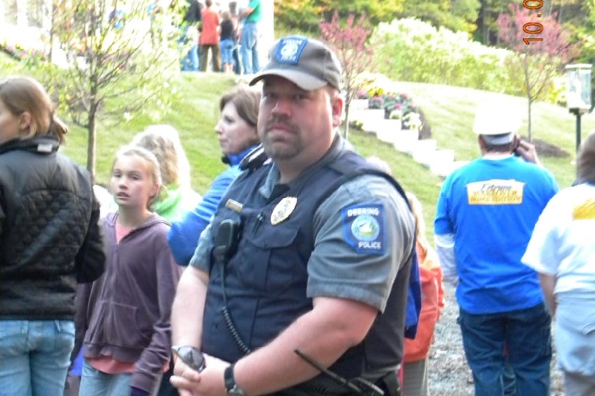 Officer standing in crowd